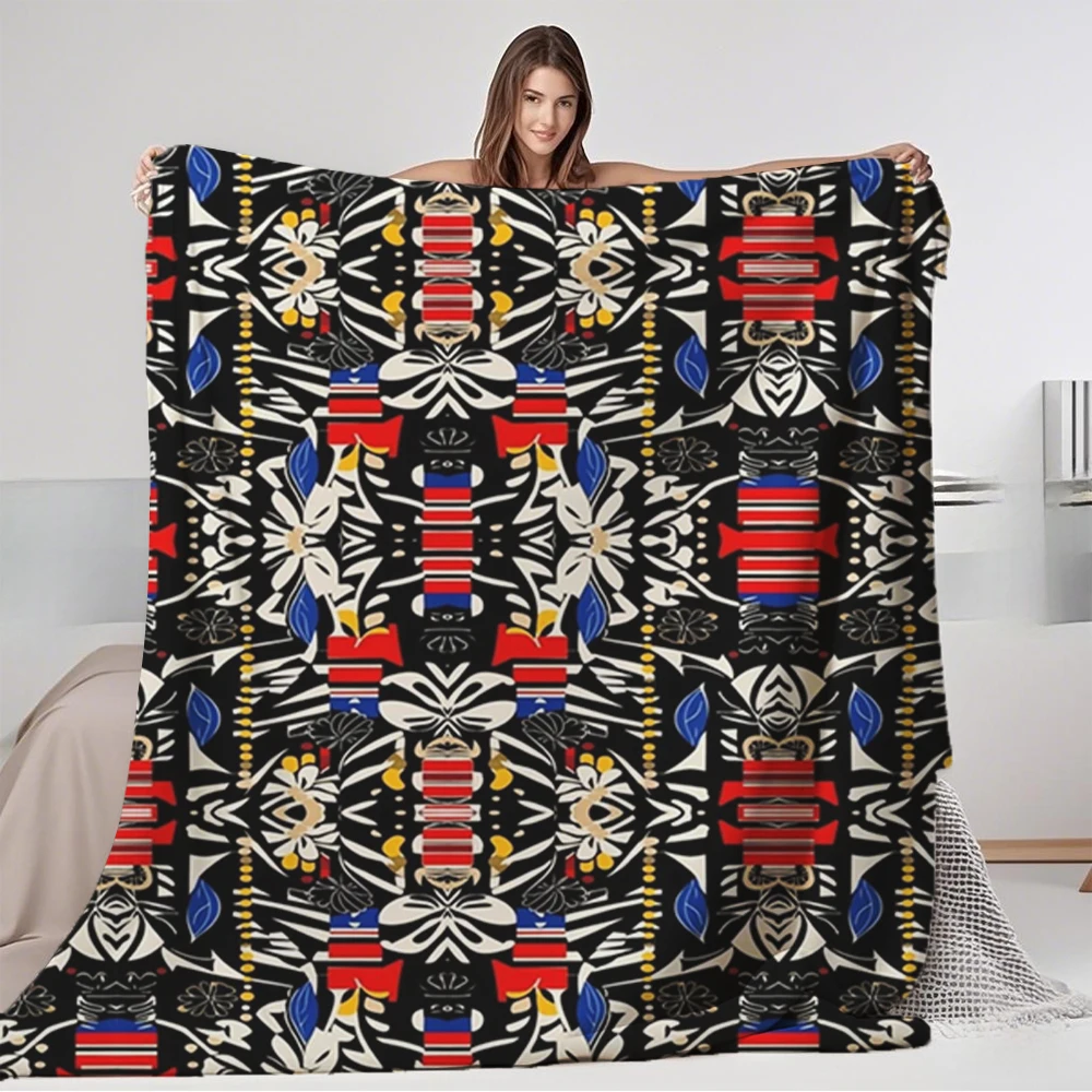 

Year-round Use Flannel Blanket Ethnic Shapes Minimalist Pattern Weighted Blanket Coverlet Skin-friendly Eco-friendly Blankets