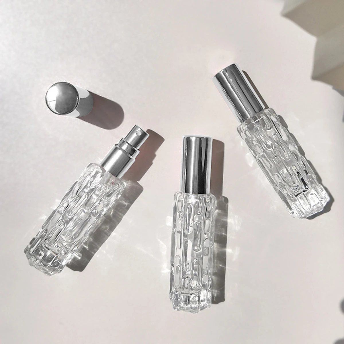 1pc-10ml frasco de spray de perfume de vidro cabeça de spray de alumínio dispensador de perfume garrafa imprensa garrafa vazia