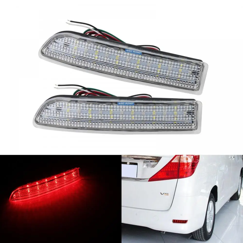 

2 Clear Lens LED Rear Bumper Reflector Brake Light For Toyota Avensis RAV4 Scion