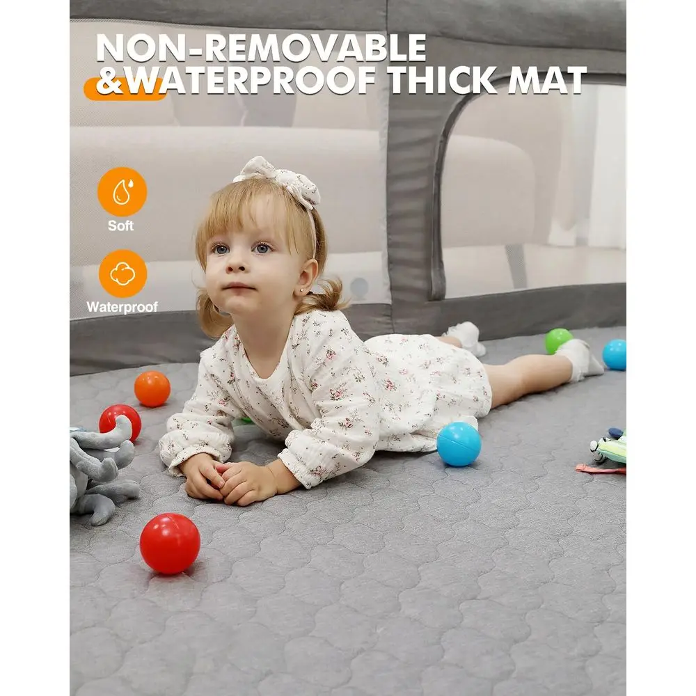 Box portatile pieghevole extra large con tappetino spesso per neonati e bambini piccoli, centro attività sicuro con cancello (51×51 grigio)