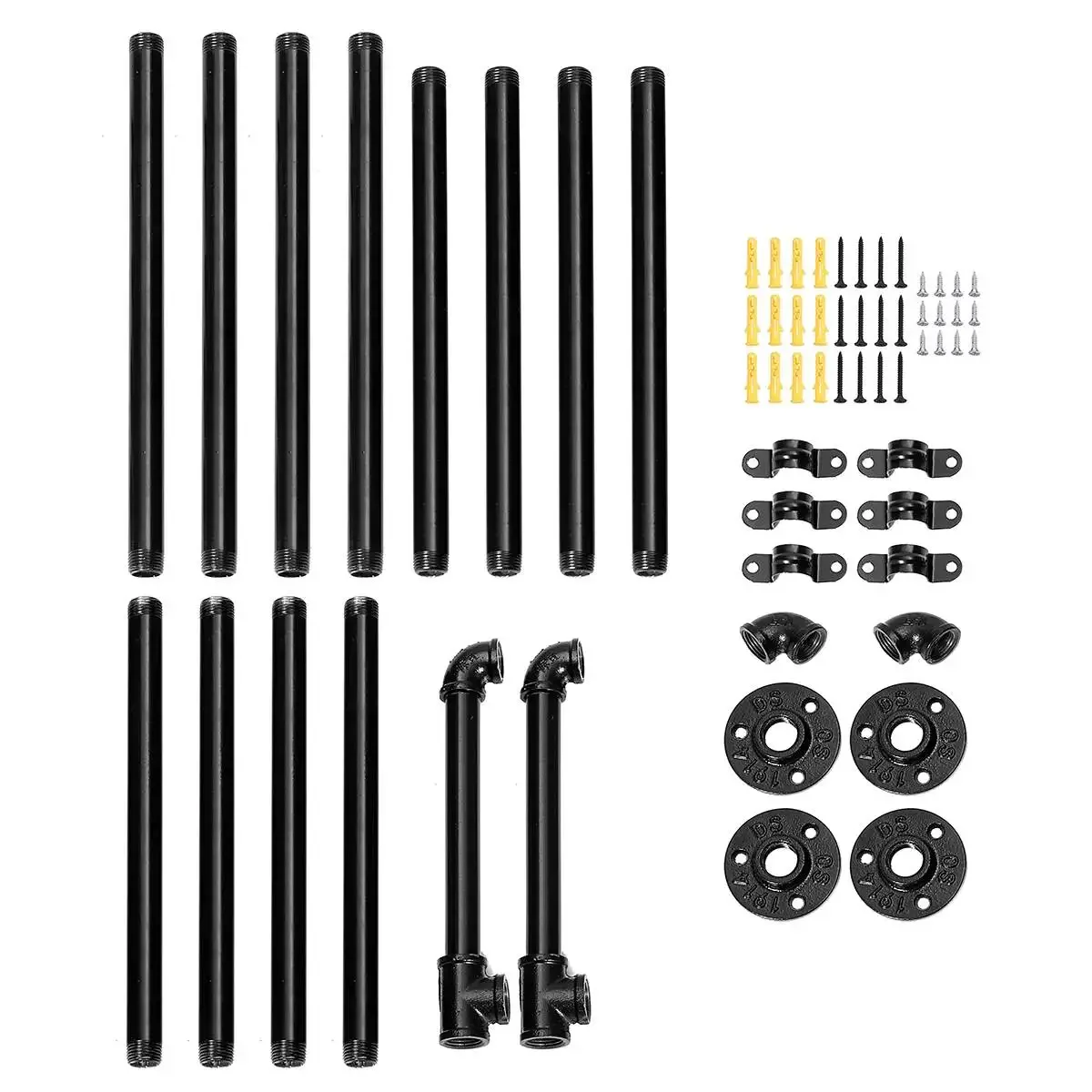 Imagem -05 - Black Iron Pipe Wall Shelf Pendurado Prateleiras de Armazenamento Mobiliário Industrial Faça Você Mesmo Suporte Tiers Pcs