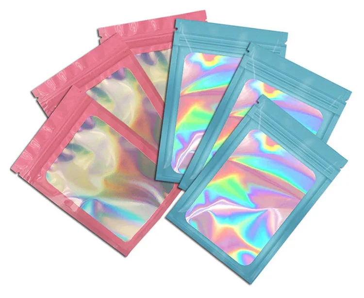 20-50 stücke Verdicken Druckverschlussbeutel Holographische Laser Farbe Kunststoff Beutel Für DIY Schmuck Einzelhandel Lagerung Beutel Zip-Lock Beutel KEIN Loch – Detail 10