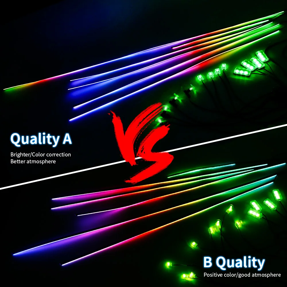 

Car LED Dual Zone Hidden Ambient Light Smoke Matt Black Acrylic Strip Symphony Interior Decoration Atmosphere Light Kits
