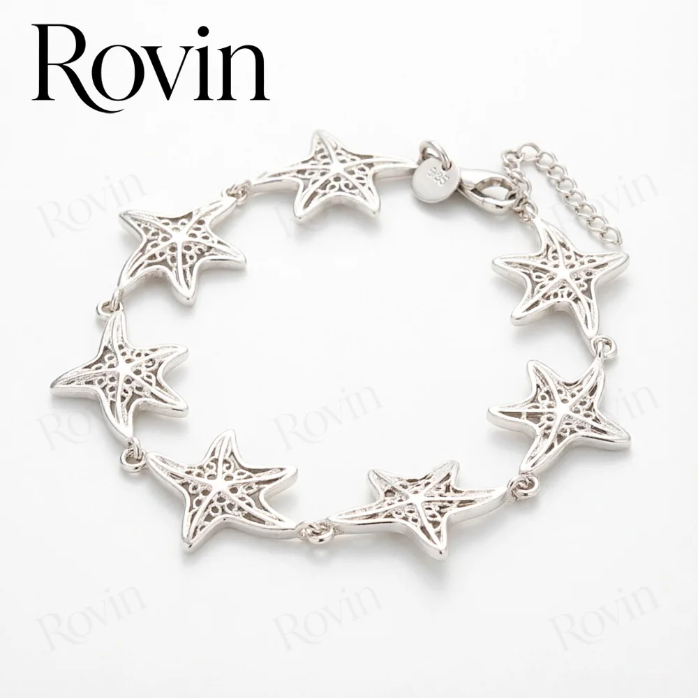 18K Gold 8-Inch Exquisite Openwork Starfish Bracelet – Stylish and Charming Wedding Jewelry for Women