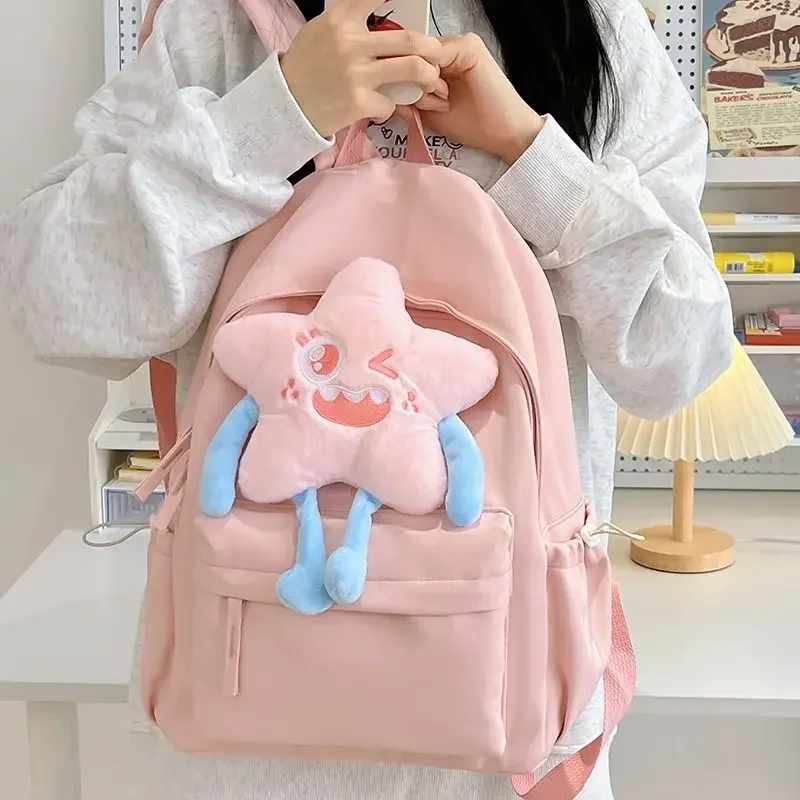 MOBO Kawaii Backpacks Women Simplicity Solid Colour Designer Luxury Bag Fashion Versatile Casual Nylon Zips Backpacks for Ladies