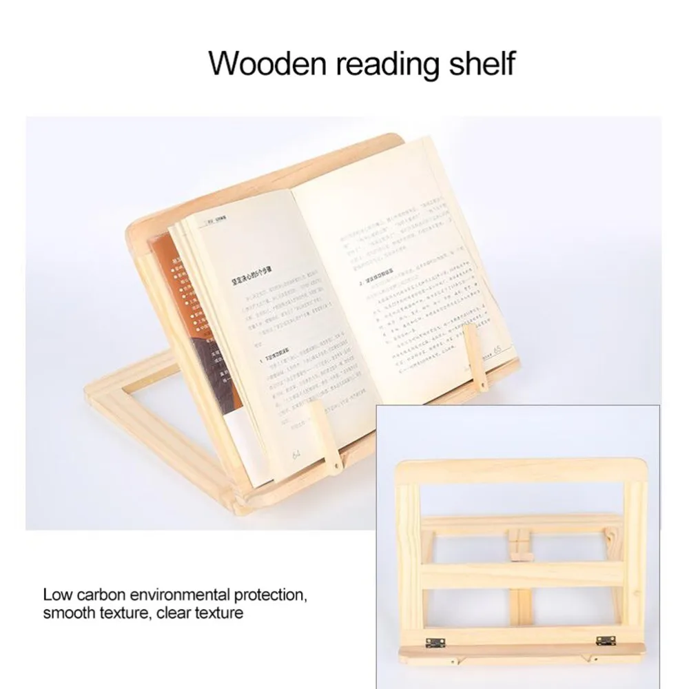 Practical Wooden Book Stand Multiangle Foldable Book Holder Adjustment Cooling Reading Rack Office