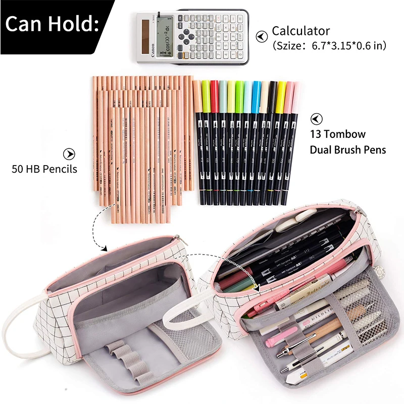 Lápis de Grande Capacidade para Estudantes da Escola, Kawaii Pen Storage Bag, Box Pouch, Organizador de Papelaria, Cosmetic Travel Bag