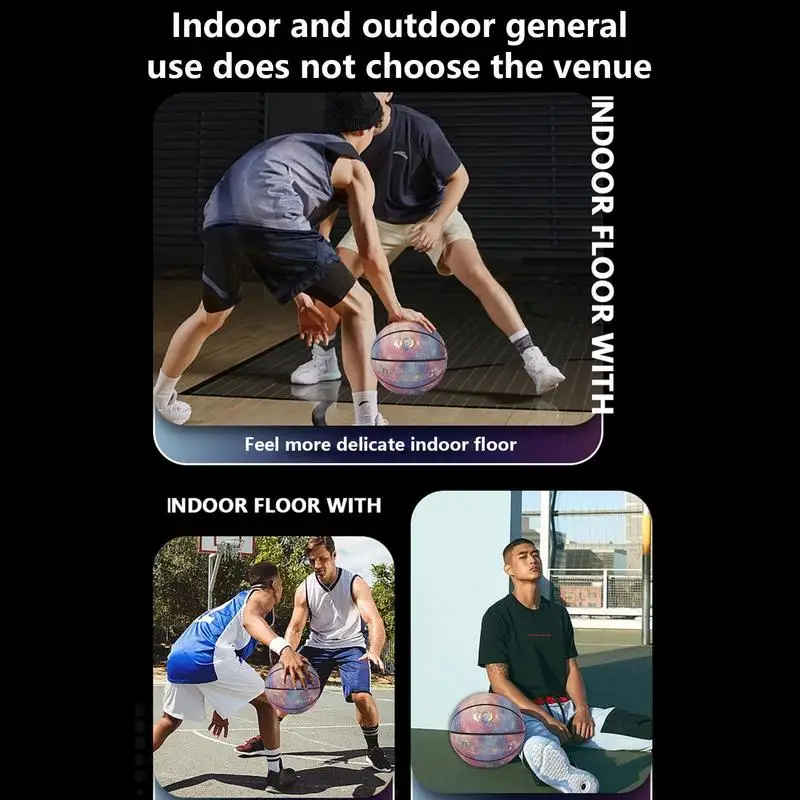 ホログラフィックブライトバスケットボール用品、耐摩耗性、PUトレーニング、子供、学生、大人、屋外、屋内向けバスケットボール用品