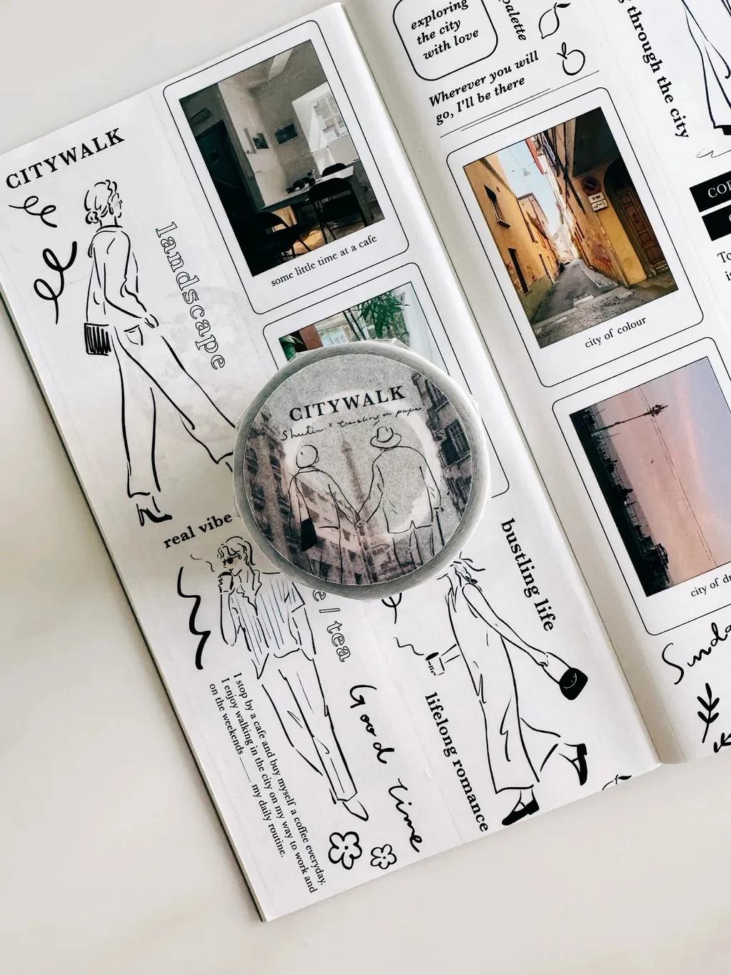 

Top Studio x Shuti Vintage Citywalk Washi PET Tape for Planner Card Making DIY Scrapbooking Decorative Sticker