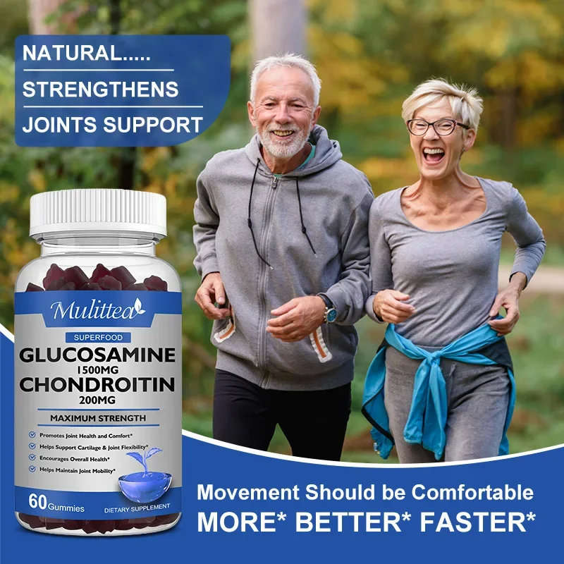 Mulittea Glucosamine with Chondroitin Supports Occasional Joint Discomfort Relief, Antioxidant Supplement for Back, Knees, Hands