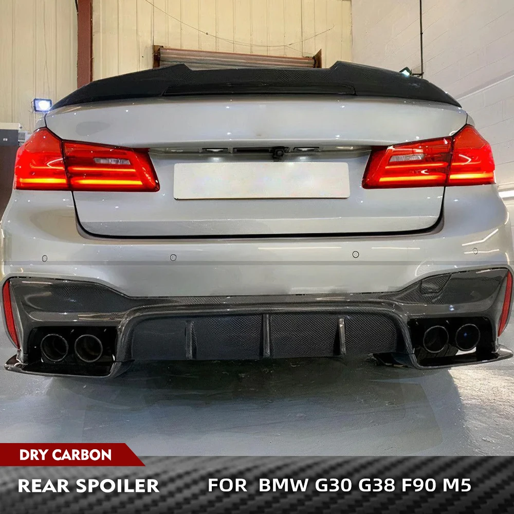 

For BMW 5 Series BMW G30 G38 530i 540i F90 M5 2017-2023 Prepreg Dry Carbon Fiber Rear Racing Spoiler Rear Trunk Boot Lip Wing