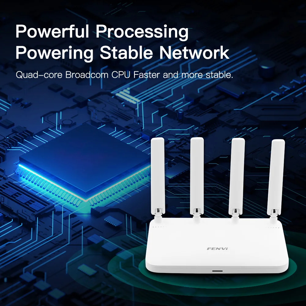 FENVI AX1800 WiFi6 Router Dual Band 2.4G/5.8GHz Gigabit Lan Wireless Mesh MIMO-OFDMA WPA3 Safety Strong Signal Extended Coverage