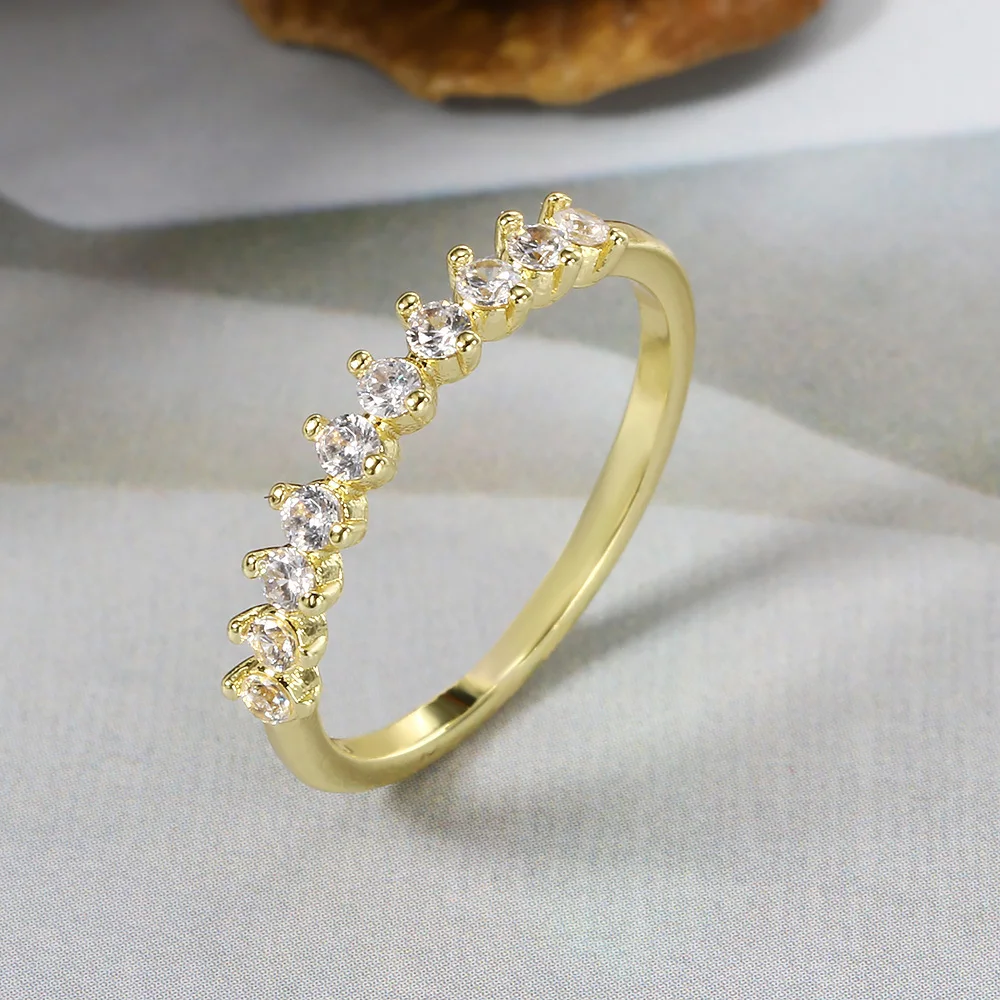 Dainty Rings For Women Kpop Ins Style Geometric Cubic Zirconia Gold Color Fashion Finger Jewelry Wedding Party Girls Gift KAR221 image 6