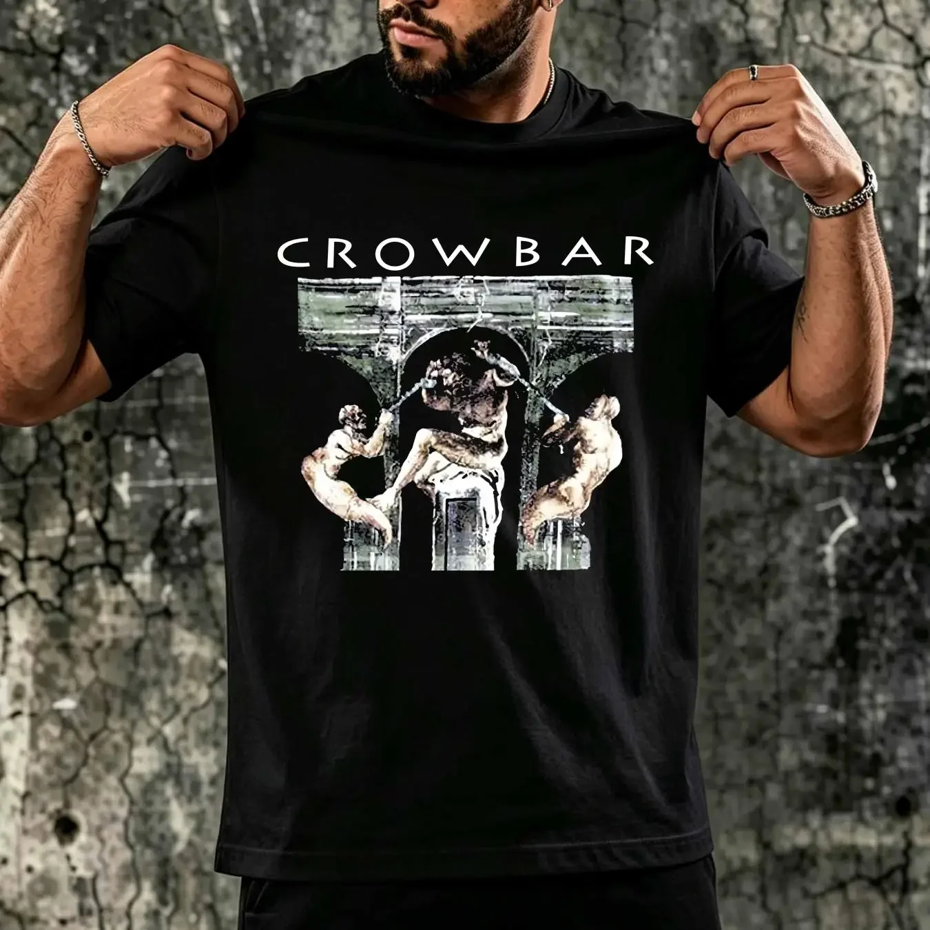 washed T Shirt Rare Crowbar Band Cotton For Fan Black unisex hot new long or short sleeves vintage Washed streetwear Breathable