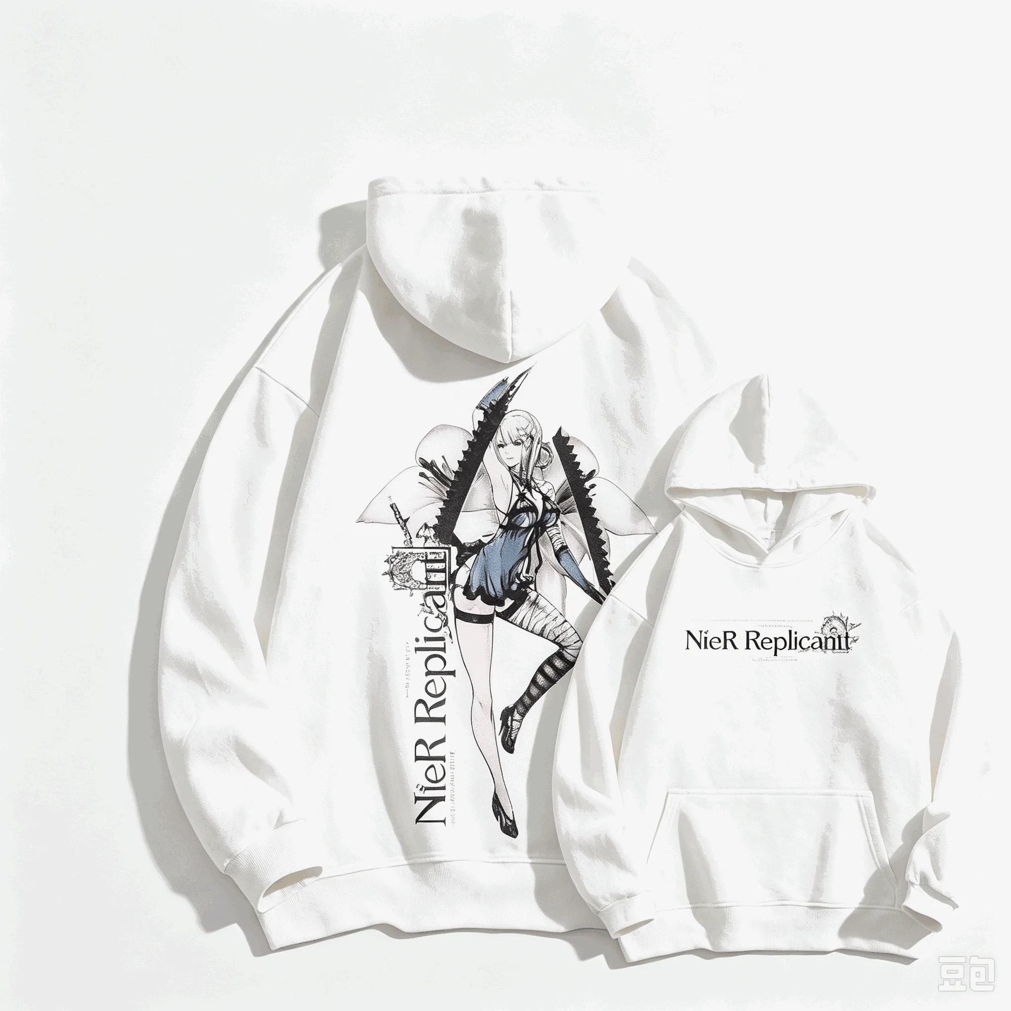 Vintage NieR Replicant Kaine Hoodie Unisex Pullover Sweatshirt Long Sleeve Harajuku Streetwear Casual Tops for Game Anime Fans