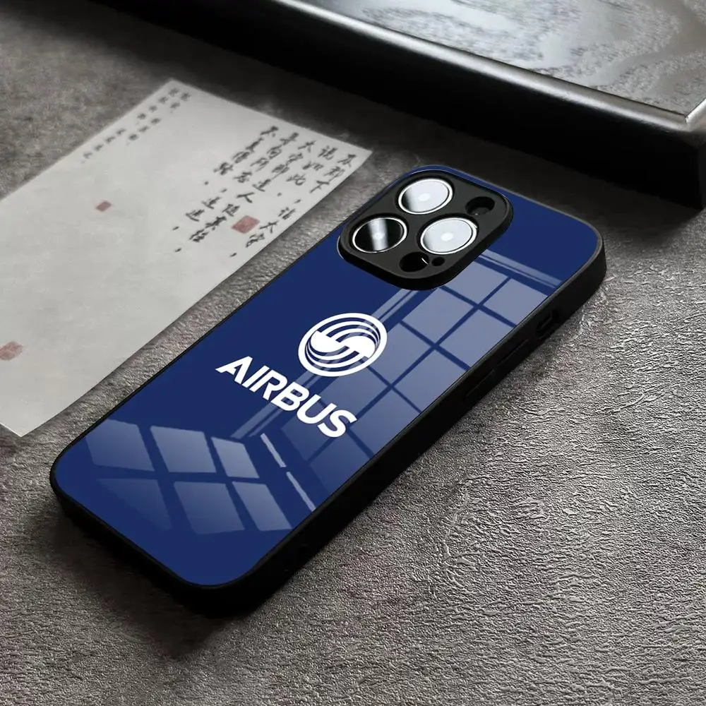 Etui na telefon z logo Airbus dla iPhone 17 14 Pro Max 15 Pro 12 11 13 Mini X XR XS 16e Plus SE, szklana obudowa — zdjęcie produktu 3