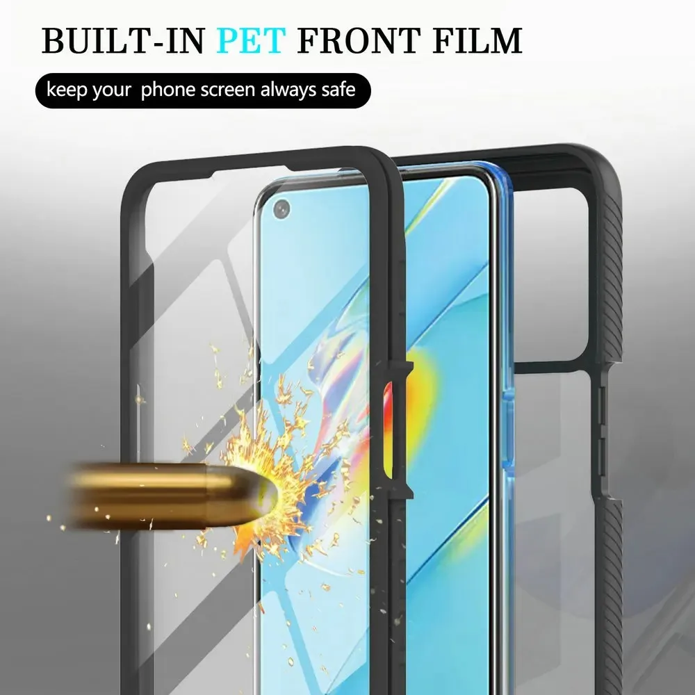 For OPPO A17 Crystal Case Front Screen PET Film 360 Protective Hard Phone Cover for OPPO A 17 A17K Bumper Cover Shockproof Funda