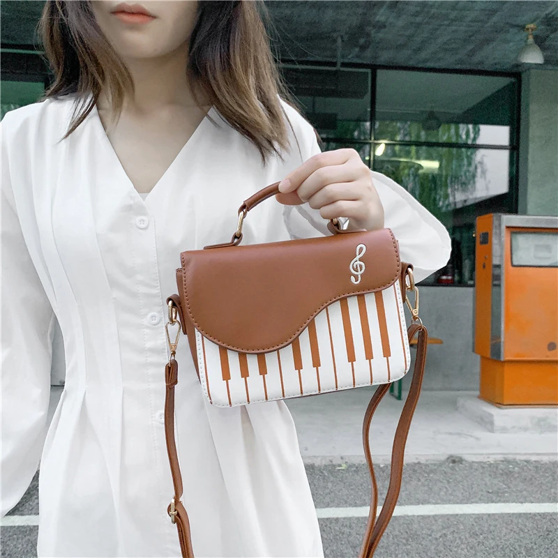 Fashion Women Shoulder Bags Piano Shap Lady PU Leather Handbags Casual Woman Tote Bags Flap Crossbody Bag