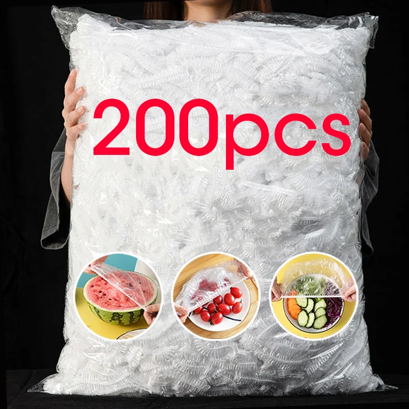 Disposable Plastic Wrap Food Grade Elastic Plastic Wrap for Fruit Bowls Cups Caps Storage Bags Kitchen Fresh Keeping Saver Bags