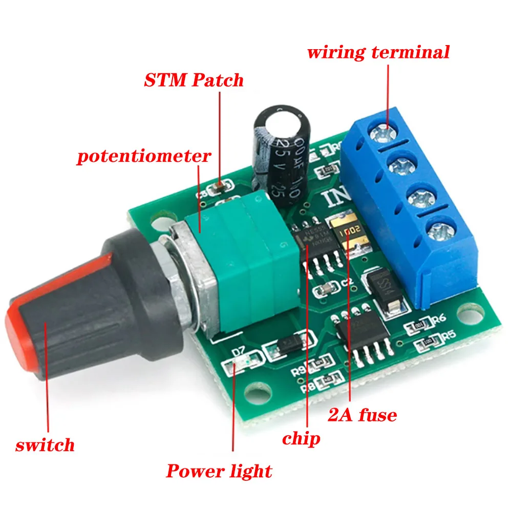 1.8 V-15 V 2A DC Motor Speed Controller PWM Variable Speed Controller Governor Switch 1803BK with Speed Controller Button