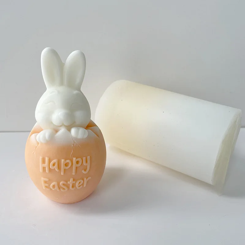 3D Easter Bunny Silicone Mold DIY Broken Shell Rabbit Aromatherapy Candle Plaster Ornament Mould Handmade Soap Making