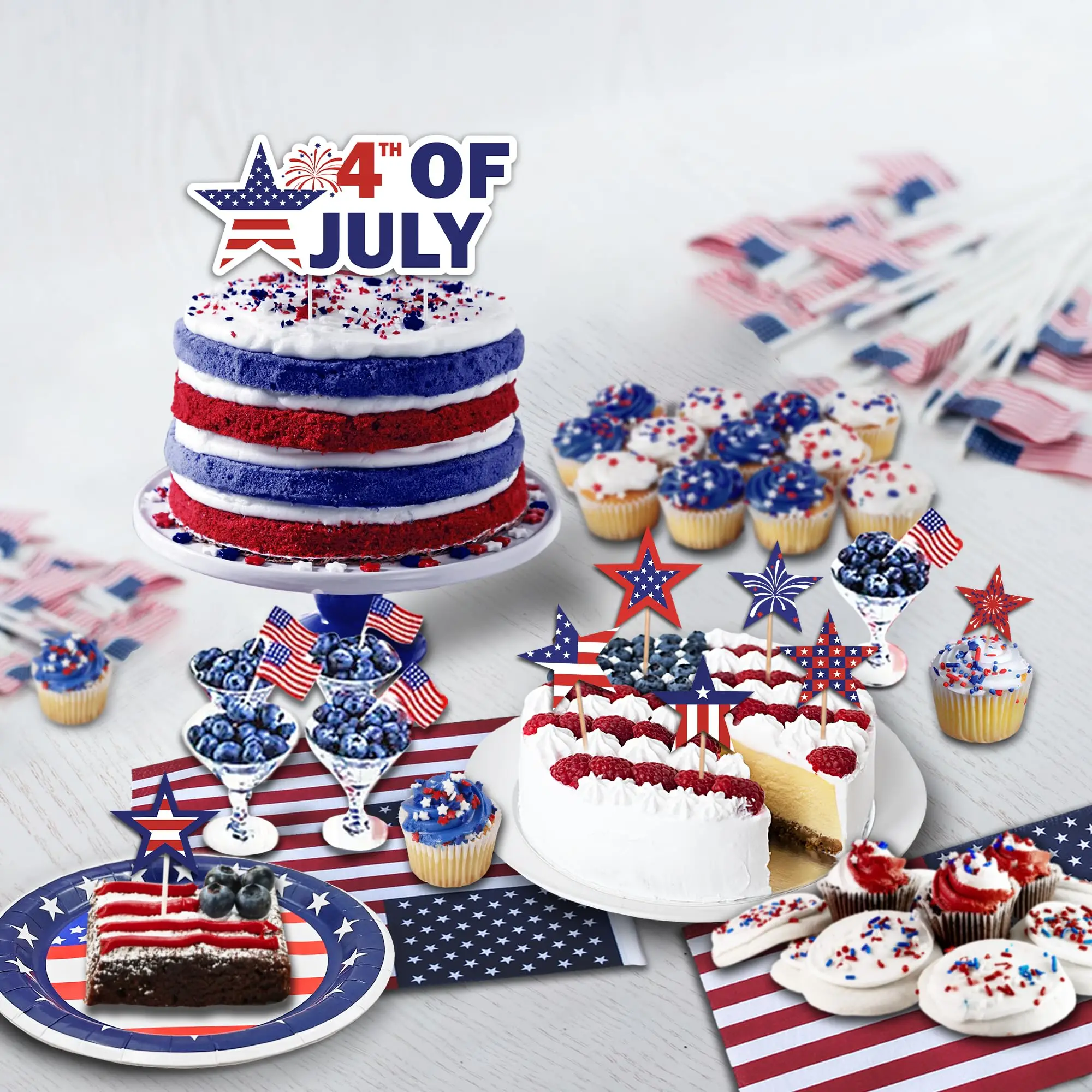 USA-Thema, Partydekoration, amerikanische Flagge, Tattoo-Aufkleber, Flaggenplatten, Banner, Tassen, 4. Juli, Unabhängigkeitstag, patriotisches Zubehör – Detail 6