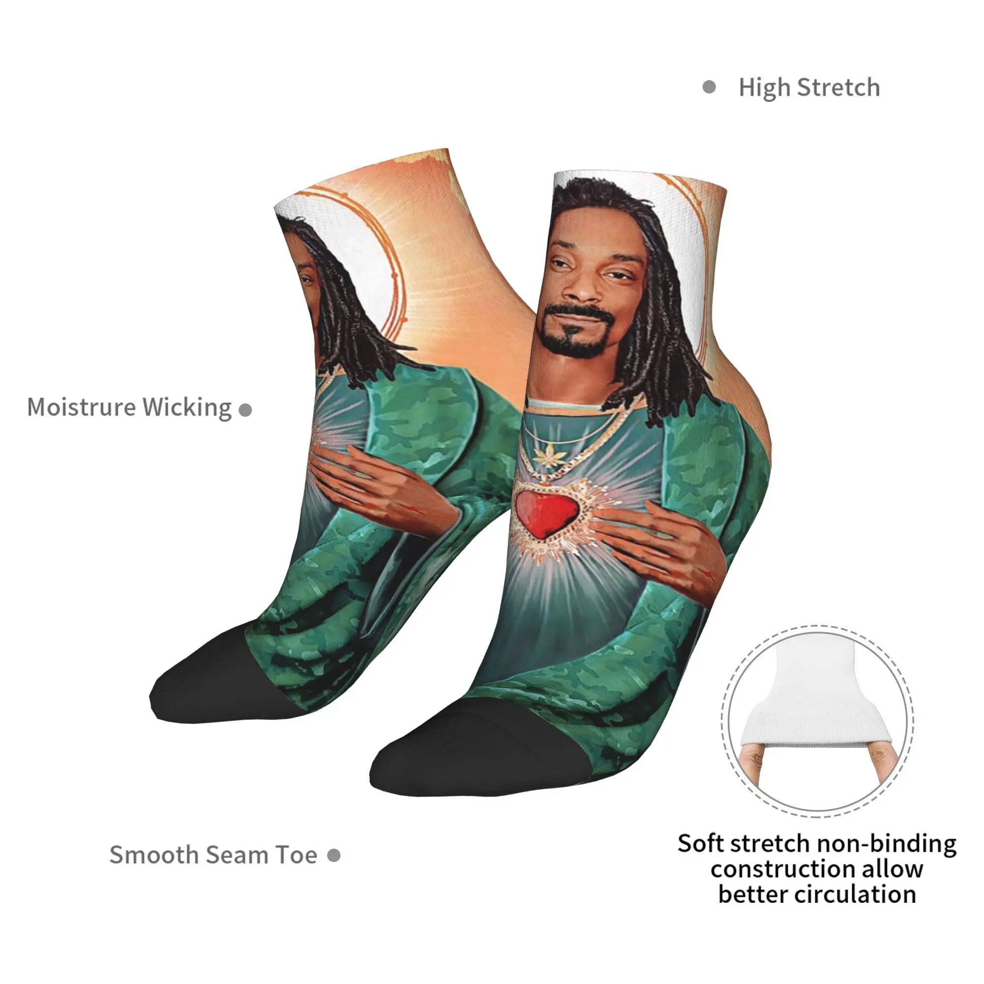 Snoop Dogg Goes Jesus Socks Harajuku Super Soft Stockings All Season Socks Accessories for Unisex Christmas Gifts