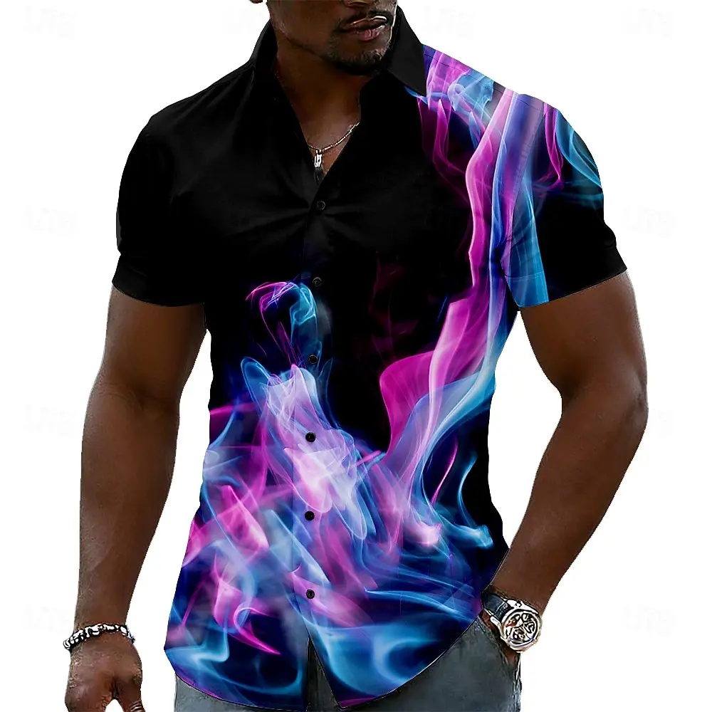 

Big & Tall Men Hawaiian Shirt Tropical Print Short Sleeve Casual Button Down Shirt Summer Beach Holiday Clothing