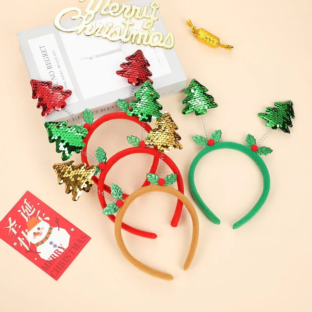 

Christmas Decoration Headbands with Flip Sequins Christmas Gifts Tree Headbands Children's Adult Headbands Hair Navidad