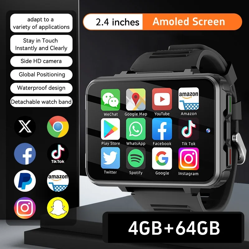 

GoldenSpike VP999 Smart Watch 2.4inch Large Amoled Smartwatch With Dual Camera GPS WIFI Sim Card Slot Play Game Video Calling