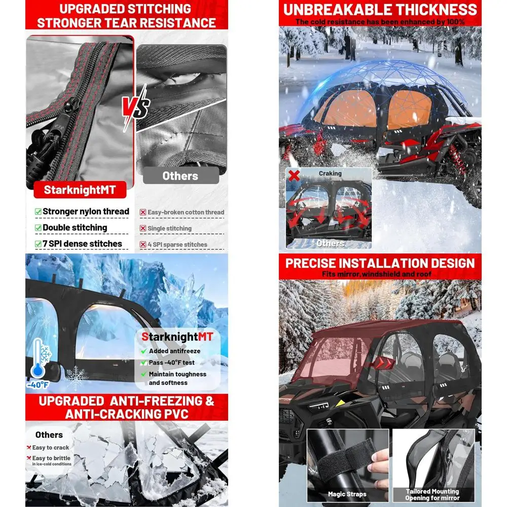 

StarknightMT Cab Enclosure For RZR XP4 1000 2014-2023, Upgraded Zipper Soft Upper Doors Waterproof Side Window Compatible With P