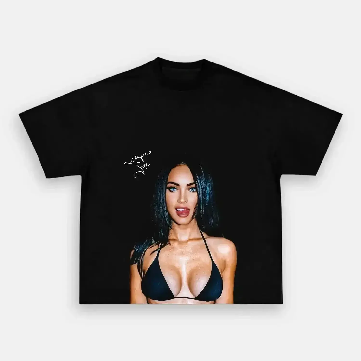 2026 Fashion New O-Neck Oversized Short Sleeve Unisex Fashion Tshirt Megan Fox Signature Portrait Graphic Cotton T-Shirt