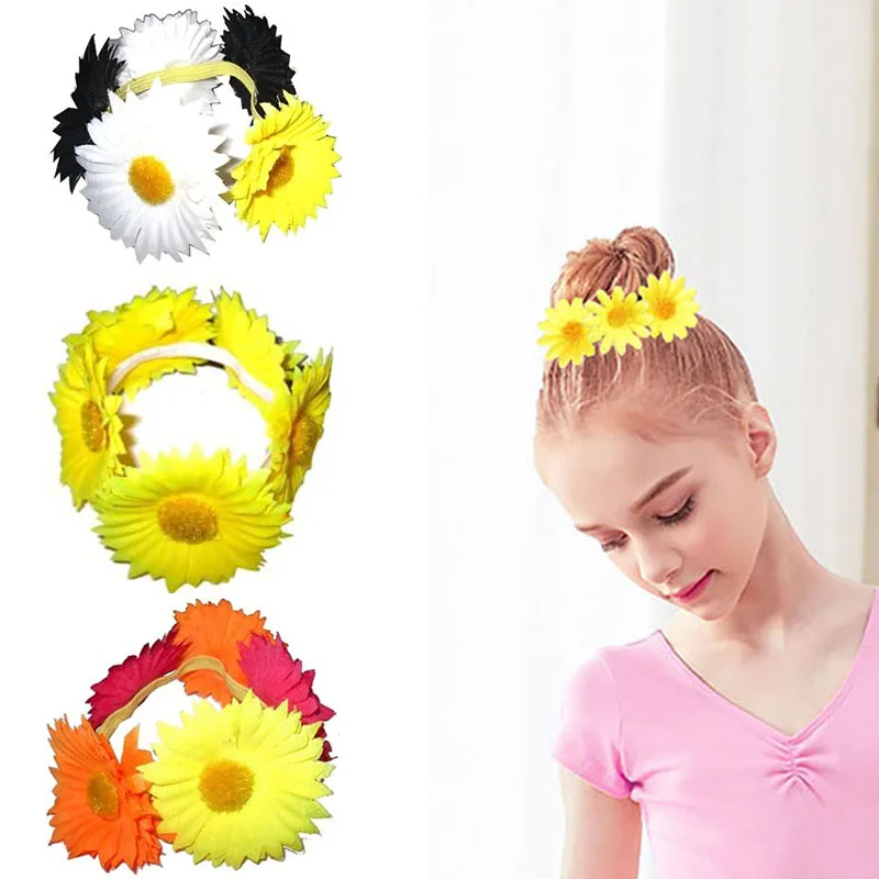 2022 Daisy Hairband Elastic Headband Garland Scrunchies For Girls Ladies Colorful New Daisy Flower Hair Bun Ring Crown