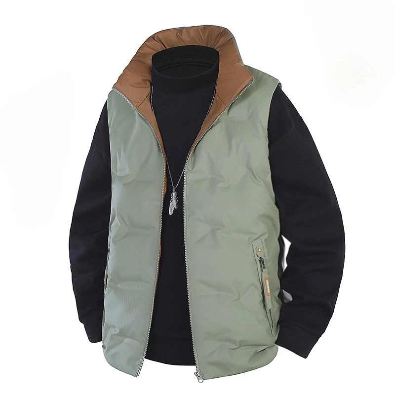 

Winter Fashion Casual Down Vests for Men Outdoor All-match Male Waistcoat Stand Collar Windproof Sleeveless Solid Color Warm