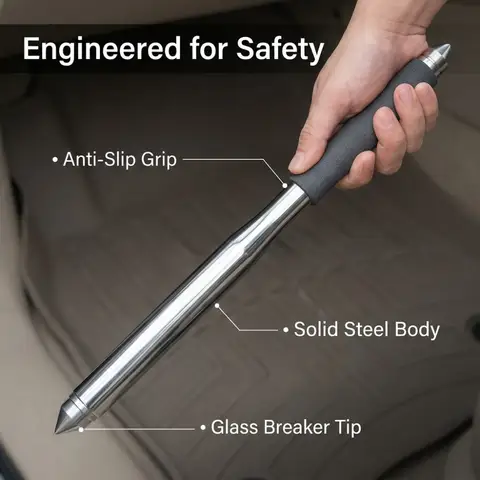 50cm Stainless Steel Baseball Bat Multi-Functional Car Emergency Stick Non-slip Comfortable Grip Baseball Bats Self Defense