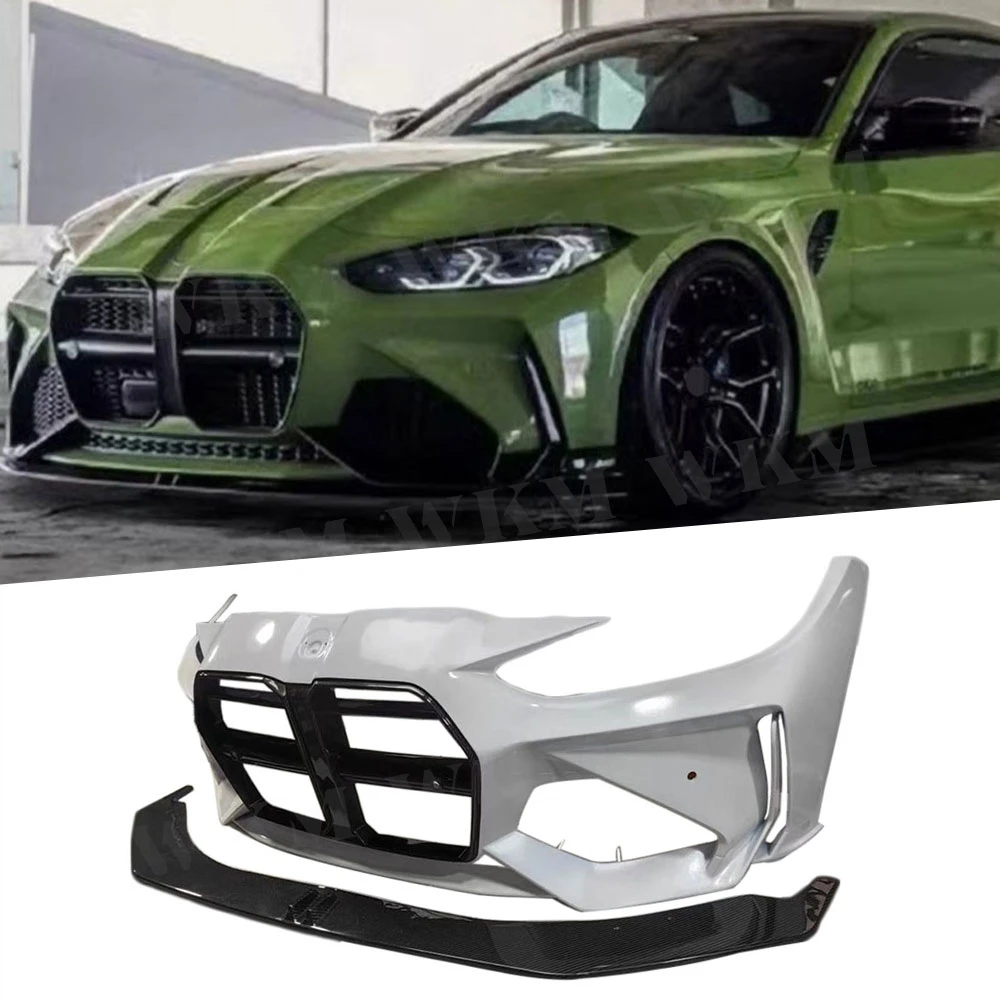 

Сухое углеродное волокно для BMW M3 M4 G80 G82 G83 2021 + комплект кузова переднего бампера, диффузор для передней губы, автомобильные аксессуары