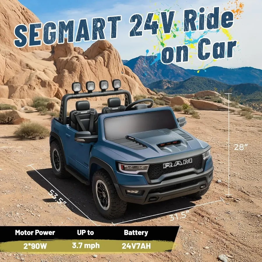 سيارة كهربائية لـ Ram 1500 RHO 24V مرخصة على ألعاب للبطارية الكبيرة التي تعمل بجهاز التحكم عن بعد الوالدين ضوء LED/الموسيقى/MP3