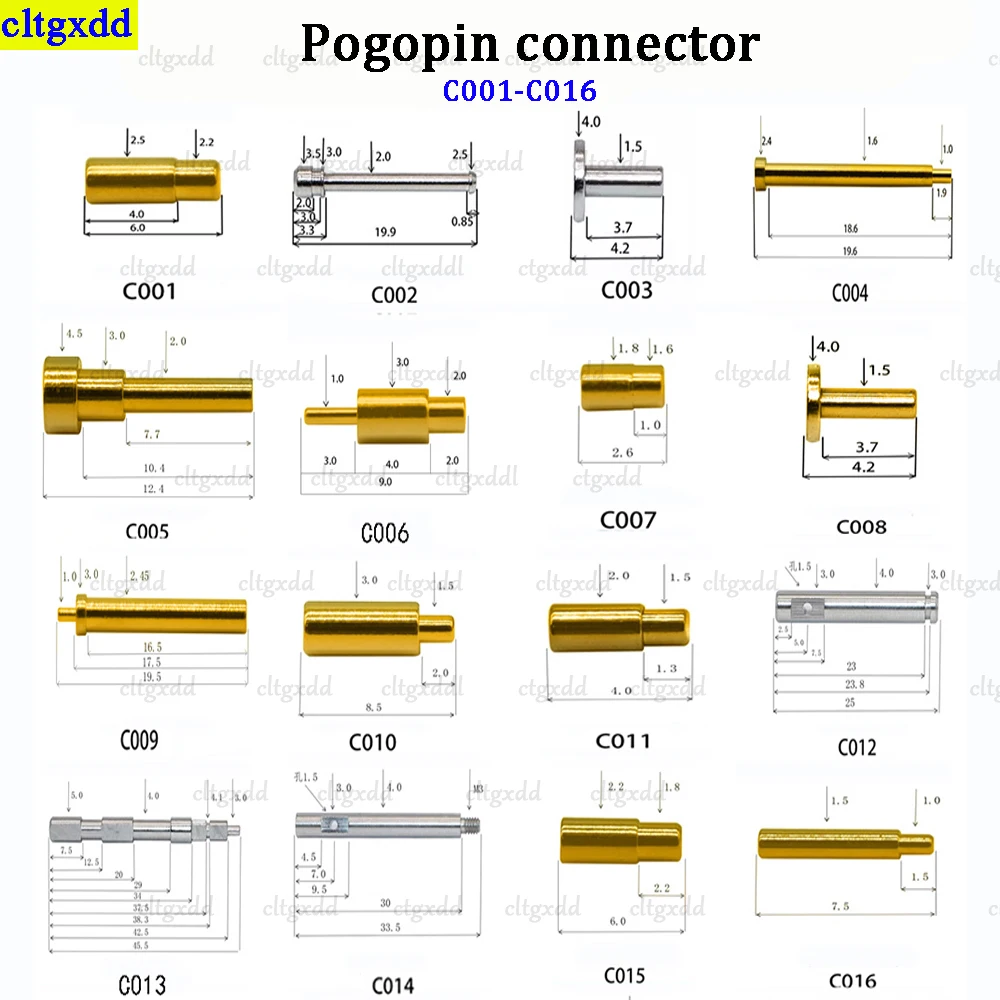 Cltgxdd 5piece C001-C016 Pogo Pin spring loaded connector Pogopin metal telescopic contact conductive charging probe connector