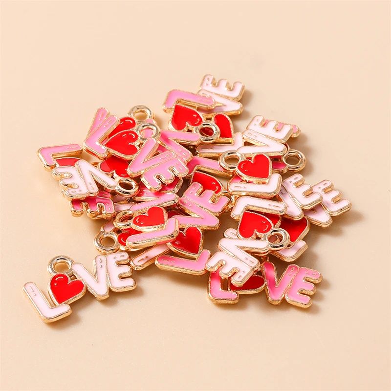 20 قطعة 16x10 مللي متر لطيف المينا رسالة حب Charms المعلقات لصنع انخفاض الأقراط القلائد أساور Craft بها بنفسك الحرفية مجوهرات اكسسوارات