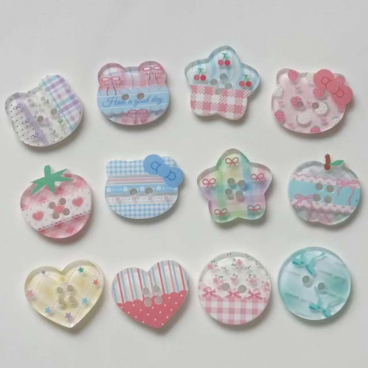 

Buttons Printed Plaid Pattern DIY Handmade Materials Clothing Shoes Socks Button Accessories Matching Buttons