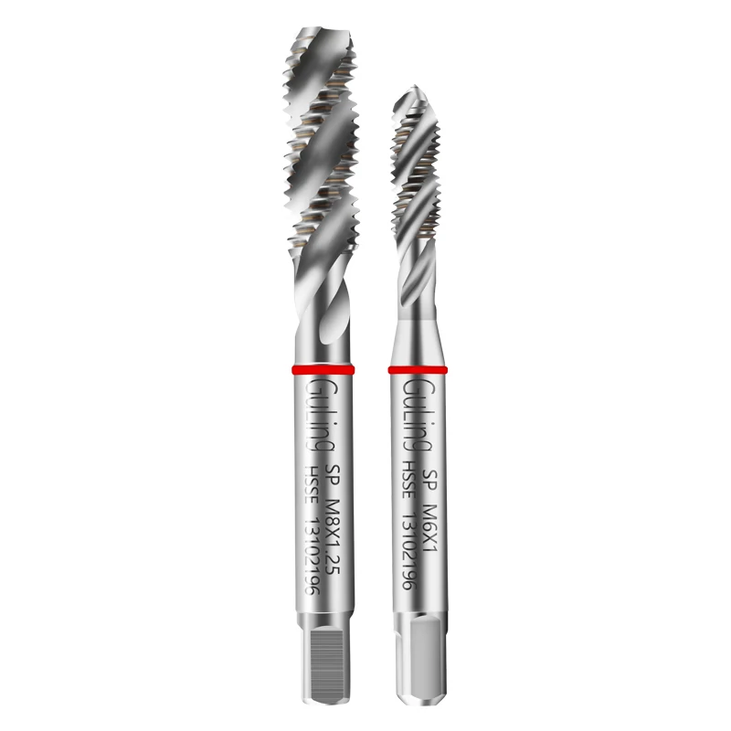 GULING HSSE Red Ring JIS Standard Spiral Fluted Tap UNC UNF 0-90 2-56 4-40 6-32 8-32 10-24 1/4 3/8 Machine Screw Thread Taps