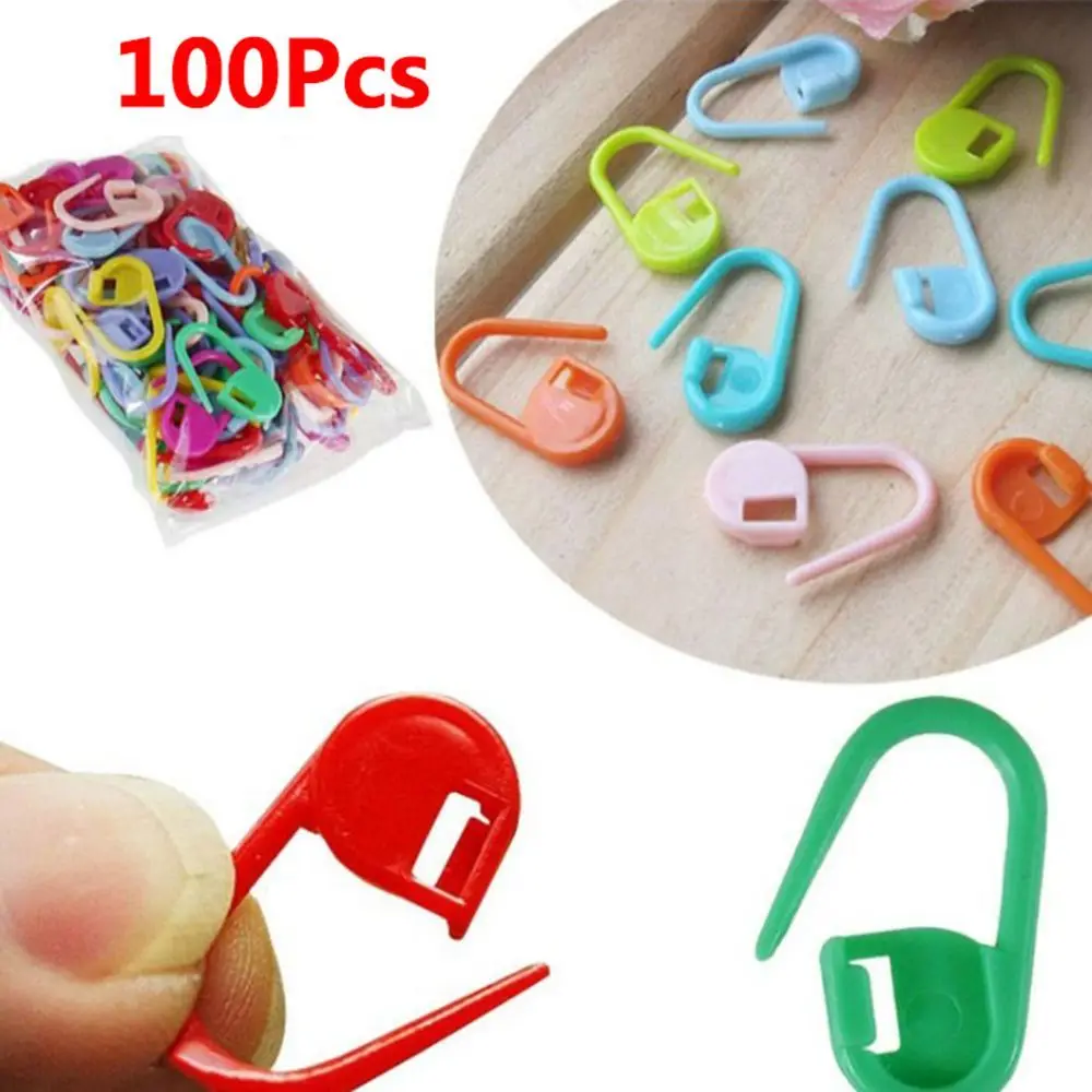 

New Mix Color Plastic Locking Stitch Markers Holder Craft Crochet Needle Clip