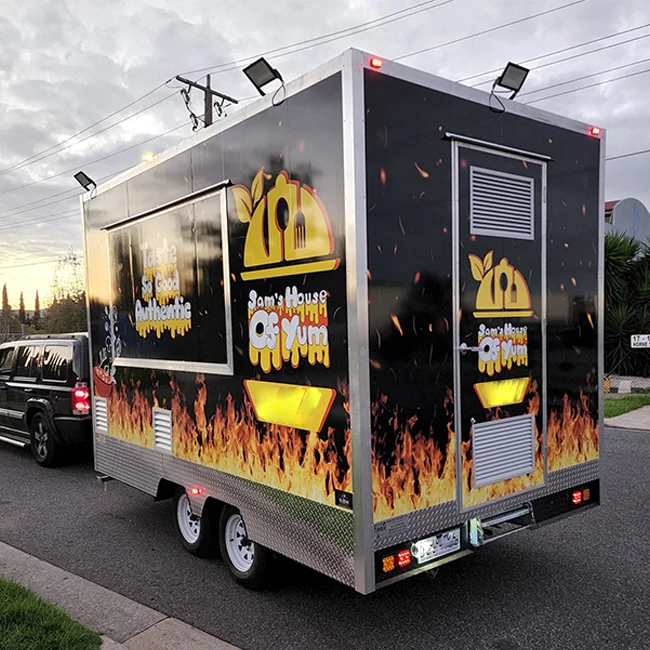 맞춤형 풀 키친 이동식 푸드 트레일러 BBQ 패스트푸드 피자 트럭 턴키 설치 NSF 인증 스테인리스 스틸 조리대 판매