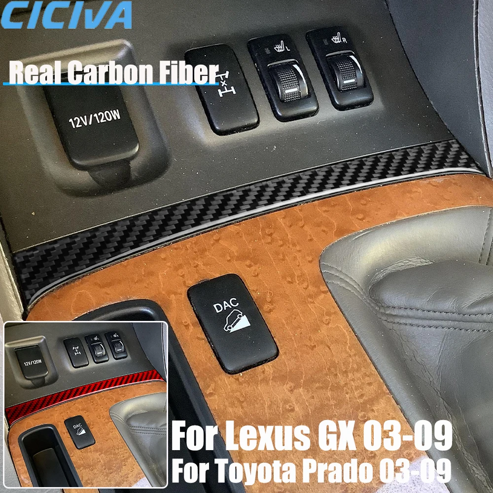 

Real Carbon Fiber Car Accessories Center Console Strip Decorative Cover Soft Sticker For Lexus GX For Toyota Prado 2003-2009