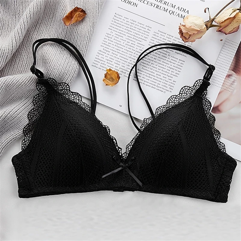 Sexy Lace French Triangle Cup Thin Section Bra Womens Seamless Underwear Floral Adjusted Lingerie Bralette Wire Free Bra