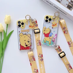 Dla iPhone 15 14 13 12 11 Pro Xs Max Xs XR 7 8 6 Plus SE 2020 2022 SE 4 etui Winnie ozdoba pasek na nadgarstek