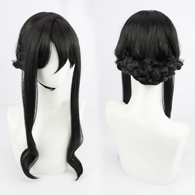 

Game Arknights Ines Cosplay Wig Black Hair Heat Resistant Synthetic Halloween Costume Party Wig + Wig Cap