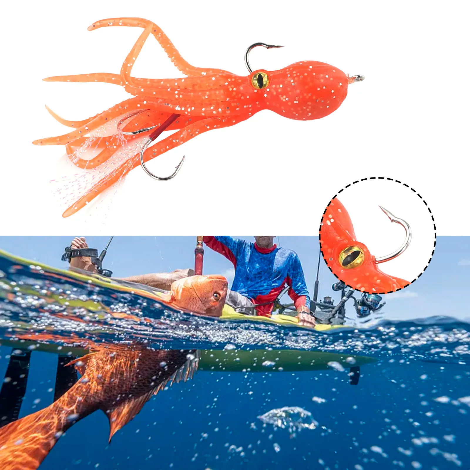 

1PC 22g/11cm Octopus Fishing Lure Double Hook Artificial Silicone Soft Baits Triple Jig Sinking Octopus Swimbaits Fishing Tool