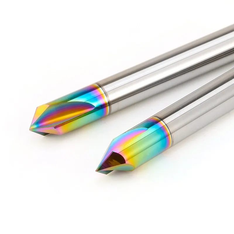 GAMONT HRC65 60°90°120° Colorful Nano Coating Tungsten Steel Carbide 2/3-Flute Chamfer Milling Cutter CNC Mechanical Endmill