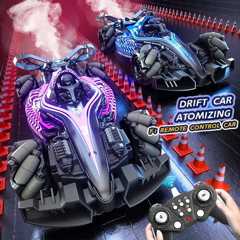 New RC Stunt Car with Spray & LED Lights，Dual Remote & Gesture Sensing Watch, Drift & High Speed,Hot Toy for Kids & Hobbyists
